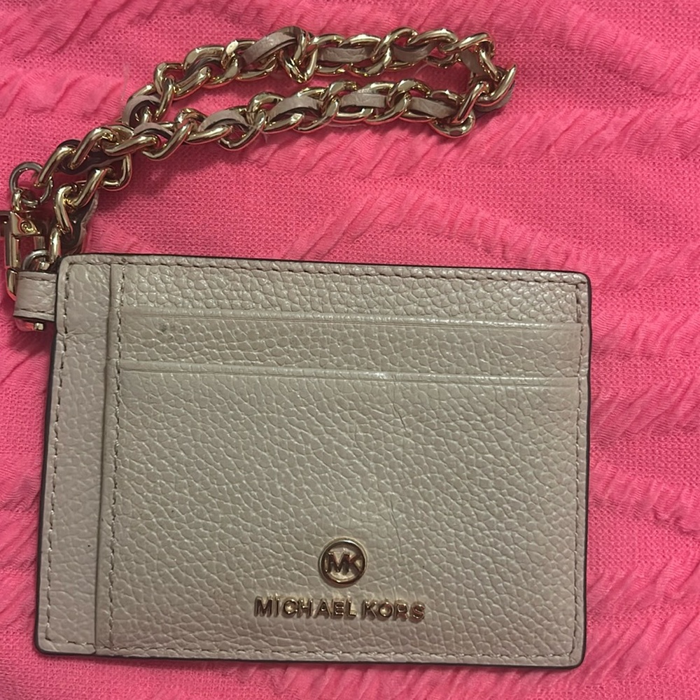 Michael Kors Soft pink Jet Set Charm Small Leather ID Chain Card Holder